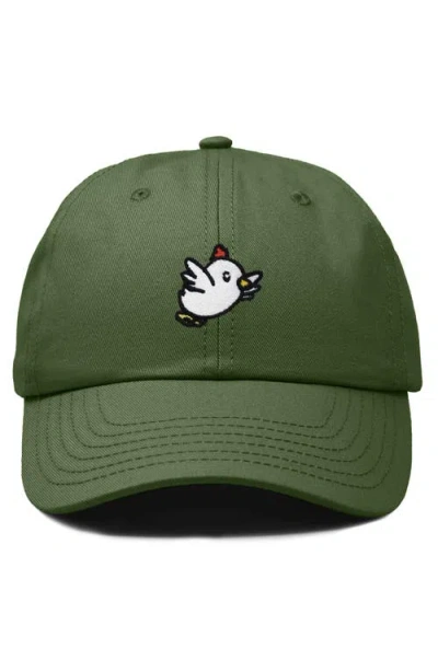 Dalix Chicken Embroidered Cotton Cap In Olive