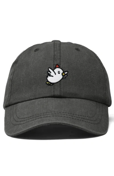 Dalix Chicken Embroidered Cotton Cap In Washed Gray