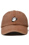 Dalix Chicken Embroidered Cotton Cap In Washed Orange
