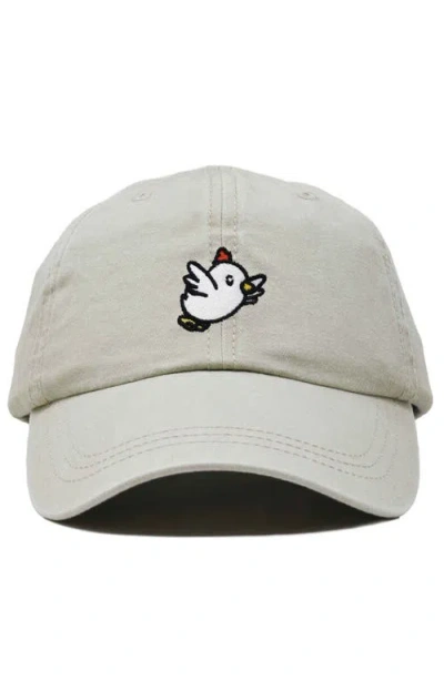 Dalix Chicken Embroidered Cotton Cap In Washed Stone White