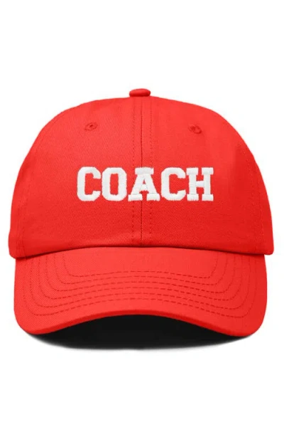 Dalix Coach Embroidered Sports Dad Cap In Red