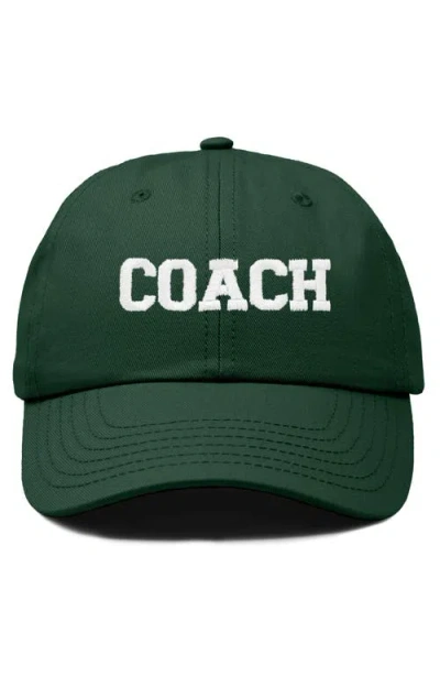 Dalix Coach Embroidered Sports Dad Cap In Dark Green