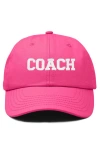 Dalix Coach Embroidered Sports Dad Cap In Hot Pink