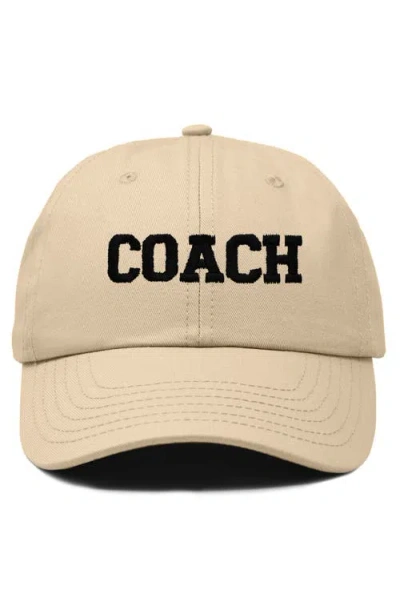 Dalix Coach Embroidered Sports Dad Cap In Khaki