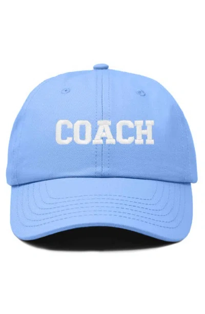 Dalix Coach Embroidered Sports Dad Cap In Light Blue