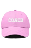 Dalix Coach Embroidered Sports Dad Cap In Light Pink