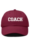 Dalix Coach Embroidered Sports Dad Cap In Maroon