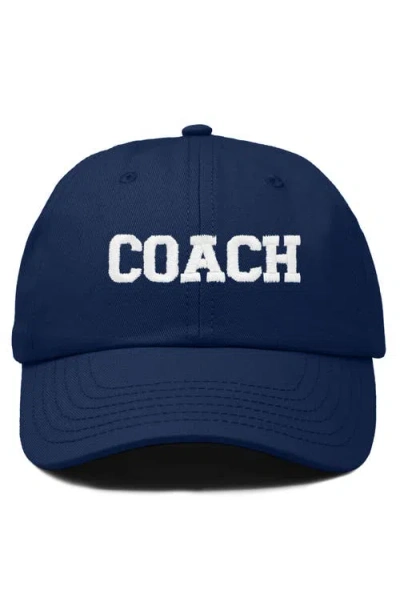 Dalix Coach Embroidered Sports Dad Cap In Navy Blue