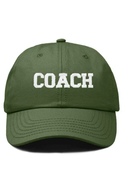 Dalix Coach Embroidered Sports Dad Cap In Olive
