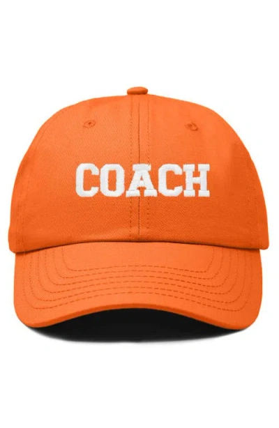 Dalix Coach Embroidered Sports Dad Cap In Orange