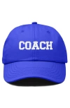 Dalix Coach Embroidered Sports Dad Cap In Royal Blue