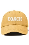 Dalix Coach Embroidered Sports Dad Cap In Washed Gold