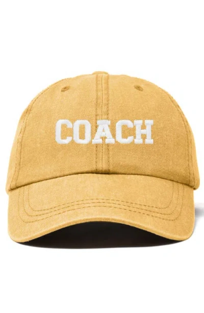 Dalix Coach Embroidered Sports Dad Cap In Washed Gold