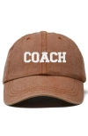 Dalix Coach Embroidered Sports Dad Cap In Washed Orange