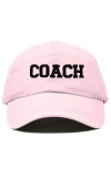 Dalix Coach Embroidered Sports Dad Cap In Washed Pink