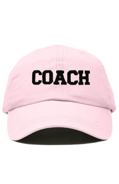 Dalix Coach Embroidered Sports Dad Cap In Washed Pink