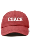 Dalix Coach Embroidered Sports Dad Cap In Washed Red