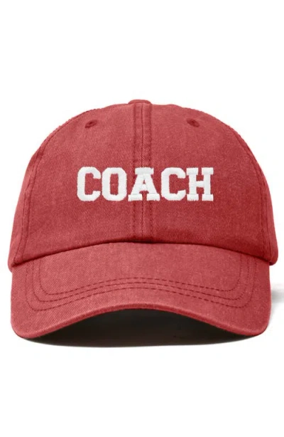 Dalix Coach Embroidered Sports Dad Cap In Washed Red