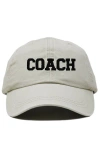 Dalix Coach Embroidered Sports Dad Cap In Washed Stone White