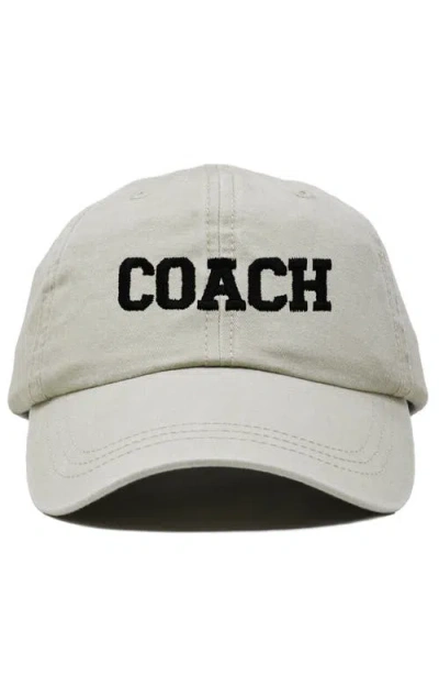 Dalix Coach Embroidered Sports Dad Cap In Washed Stone White