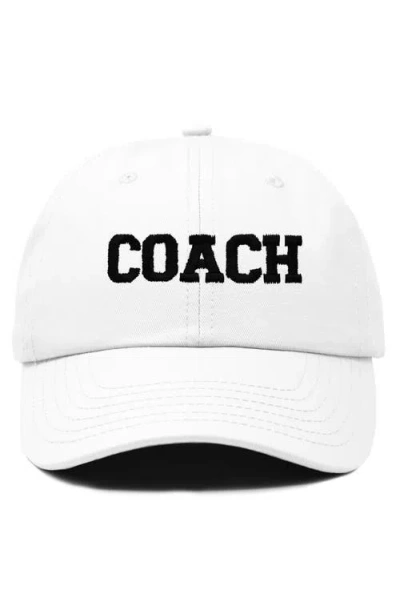Dalix Coach Embroidered Sports Dad Cap In White