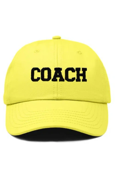 Dalix Coach Embroidered Sports Dad Cap In Yellow