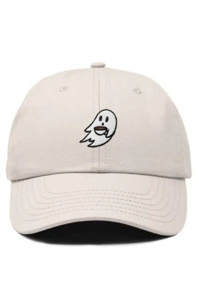 Dalix Coffee Ghost Embroidered Hat In Beige