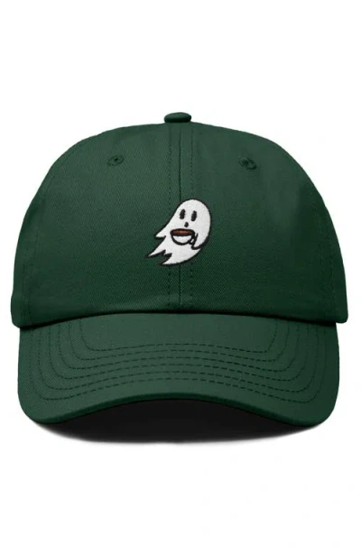 Dalix Coffee Ghost Embroidered Hat In Dark Green
