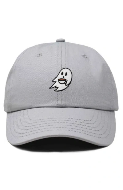 Dalix Coffee Ghost Embroidered Hat In Gray
