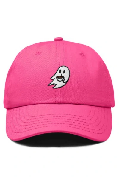 Dalix Coffee Ghost Embroidered Hat In Hot Pink