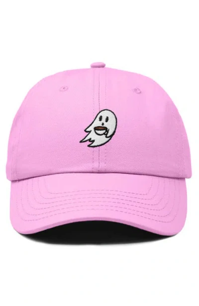 Dalix Coffee Ghost Embroidered Hat In Light Pink