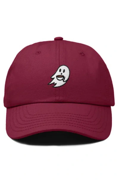 Dalix Coffee Ghost Embroidered Hat In Maroon