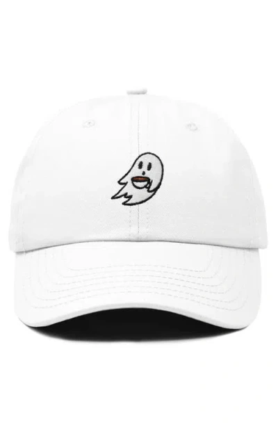 Dalix Coffee Ghost Embroidered Hat In White