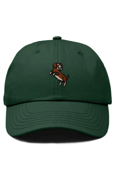Dalix Dachshund Embroidered Dad Cap In Dark Green