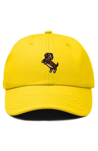 Dalix Dachshund Embroidered Dad Cap In Gold