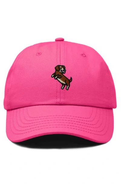 Dalix Dachshund Embroidered Dad Cap In Hot Pink