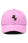 Dalix Dachshund Embroidered Dad Cap In Light Pink