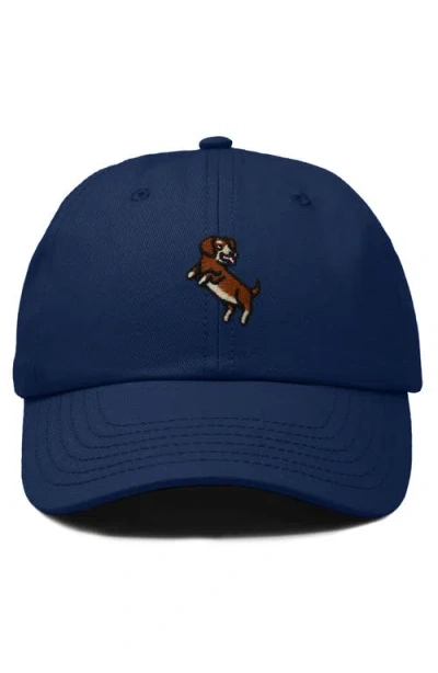 Dalix Dachshund Embroidered Dad Cap In Navy Blue