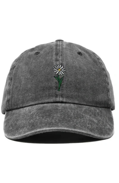 Dalix Daisy Embroidered Everyday Hat In Washed Black