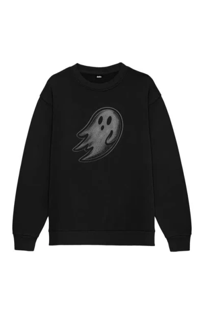 Dalix Distressed Ghost Fleece Sweatshirt In Black