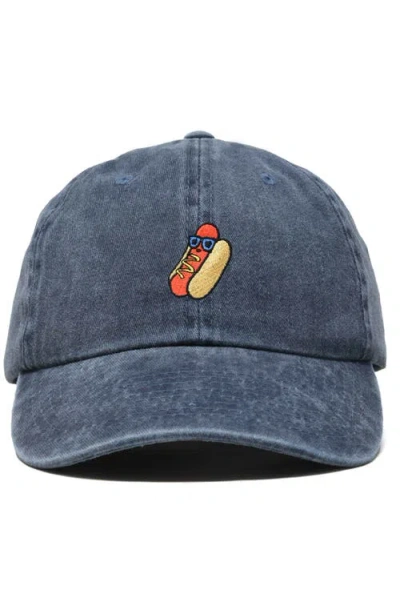 Dalix Dog Days Embroidered Casual Cap In Washed Navy Blue