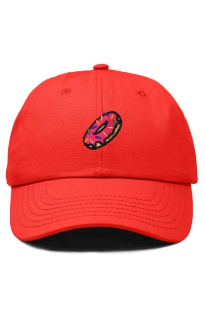 Dalix Donut Embroidered Adjustable Cap In Red
