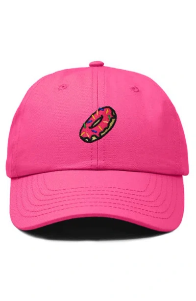 Dalix Donut Embroidered Adjustable Cap In Hot Pink