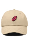 Dalix Donut Embroidered Adjustable Cap In Khaki