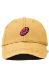 Dalix Donut Embroidered Adjustable Cap In Washed Gold