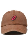Dalix Donut Embroidered Adjustable Cap In Washed Orange