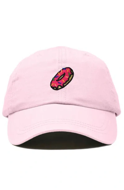 Dalix Donut Embroidered Adjustable Cap In Washed Pink