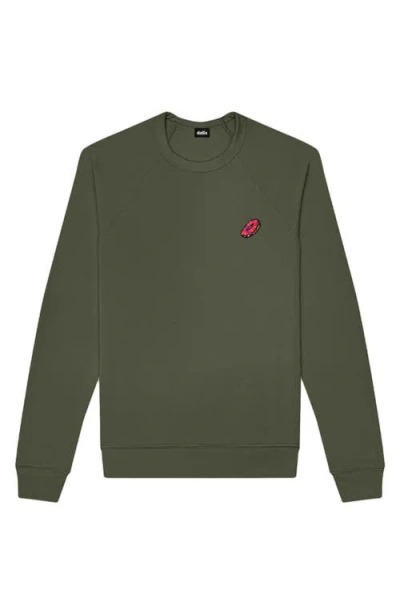 Dalix Donut Fleece Sweatshirt In Military Green