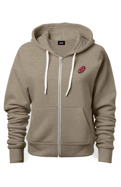 Dalix Donut Zip Hoodie In Heather Stone