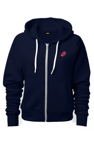 Dalix Donut Zip Hoodie In Navy Blue